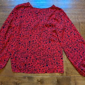 BOLD elements Red and Black Heart Animal Print Blouse
